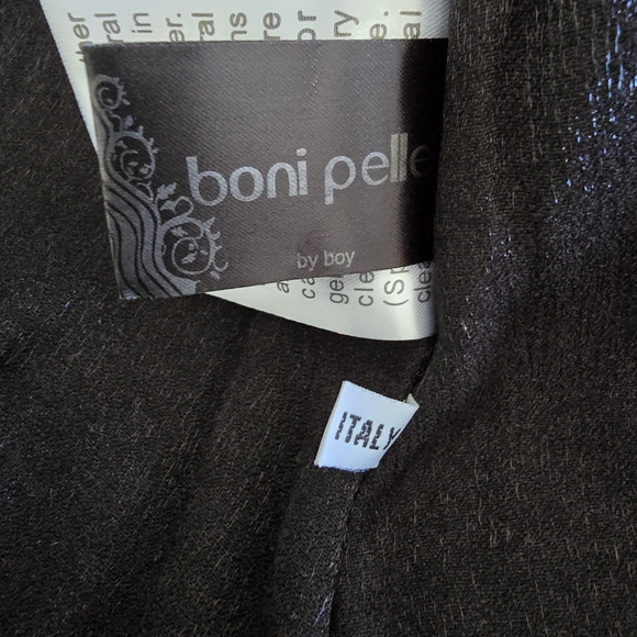 Genuine Kangaroo Suede Leather Coat Fox Fur Collar Snake Print Women Size 42 - Picture 12 of 15